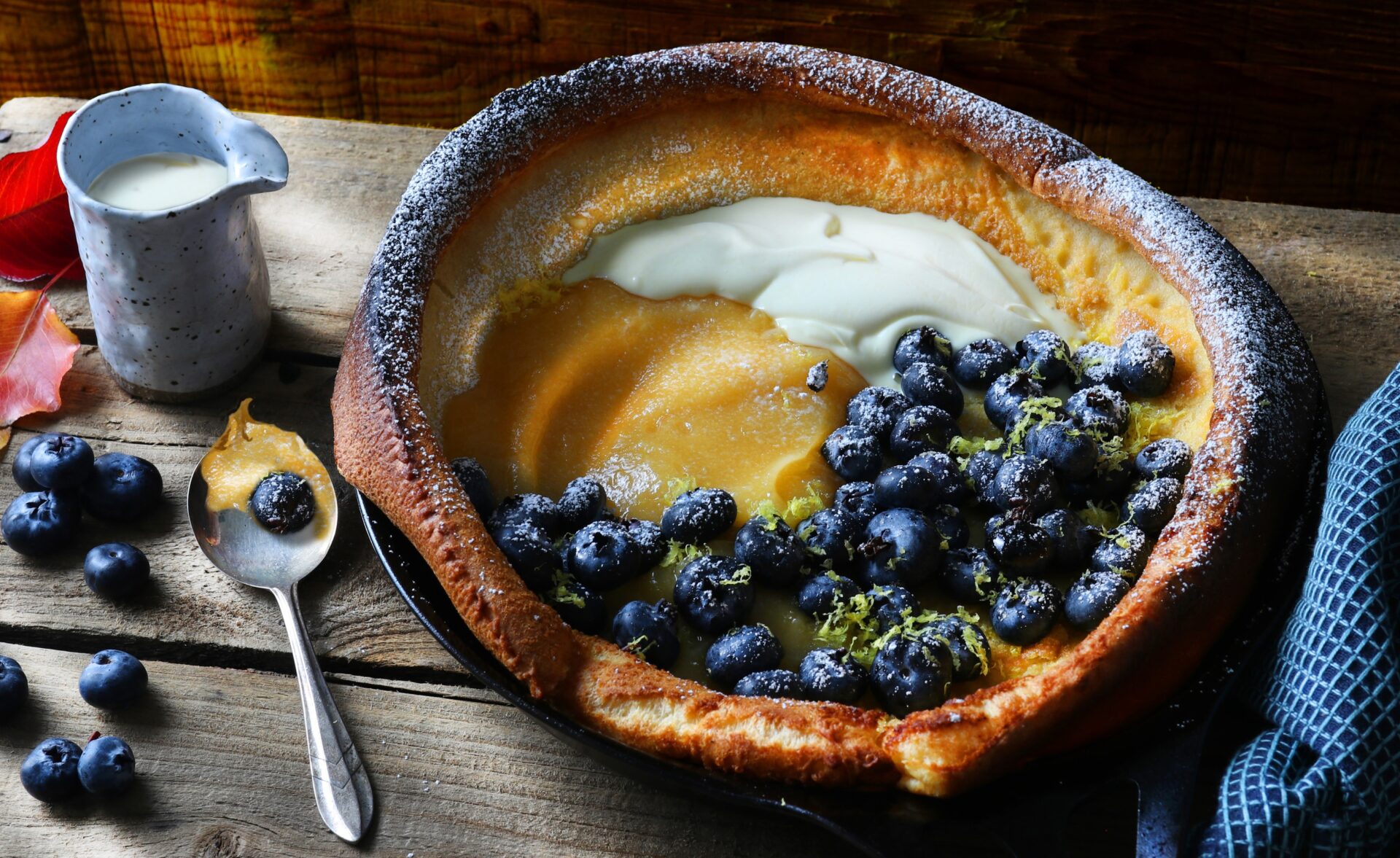 Mandy Hall’s Dutch Baby Pancake With Lemon Curd, Cream & Blueberries